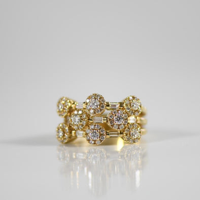 Sonia B Branded Diamond Fidget Ring 14K Gold Stacked Band