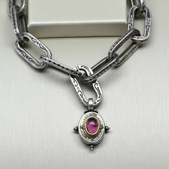 Konstantino Pink Tourmaline 18k Gold & Sterling Silver Toggle Bracelet