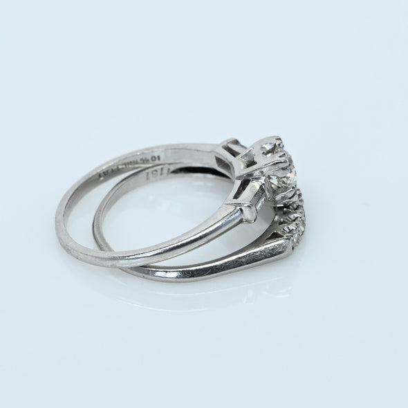 0.93ctw Old European Cut Diamond Vintage Platinum Wedding Set