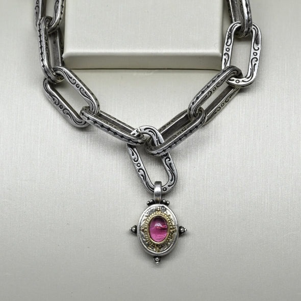 Konstantino Pink Tourmaline 18k Gold & Sterling Silver Toggle Bracelet