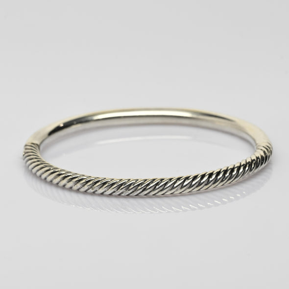 David Yurman Sculpted Cable and Smooth Sterling Silver Hinged Bangle Bracelet