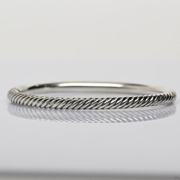 David Yurman Sculpted Cable and Smooth Sterling Silver Hinged Bangle Bracelet
