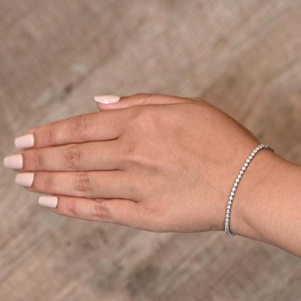 New 2ctw Lab Grown Diamond Round Brilliant White Gold Tennis Bracelet