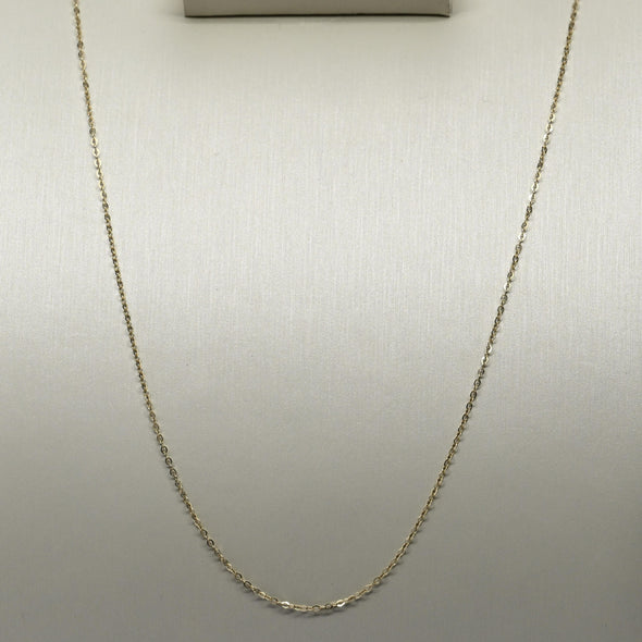 Cable Link Chain Adjustable 16"-18" 1mm 14K Gold Necklace