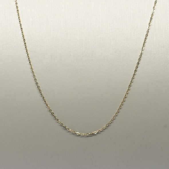 Cable Link Chain Adjustable 16"-18" 1mm 14K Gold Necklace