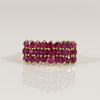 Ruby Pyramid Three Row Gemstone Ring in 10k Yellow Gold