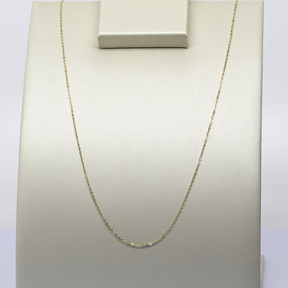 Cable Link Chain Adjustable 16"-18" 1mm 14K Gold Necklace