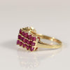 Ruby Pyramid Three Row Gemstone Ring in 10k Yellow Gold