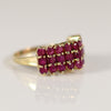 Ruby Pyramid Three Row Gemstone Ring in 10k Yellow Gold