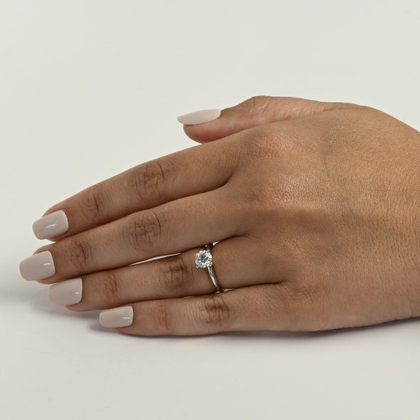 1.09ct E VS Round Lab Grown Diamond 14K White Gold Solitaire Ring With IGI