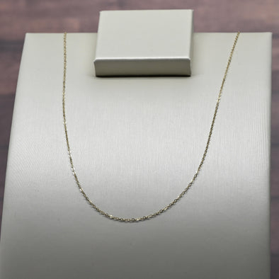 Cable Link Chain Adjustable 16"-18" 1mm 14K Gold Necklace