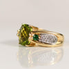 14K Yellow Gold Large Peridot Ring with Diamond Accents