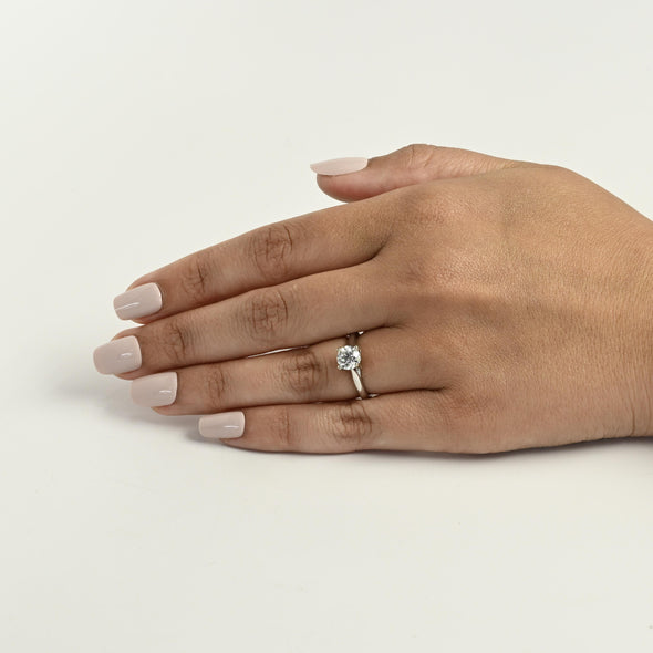 1.22ct F VVS Round Lab Grown Diamond 18K White Gold Ring With IGI