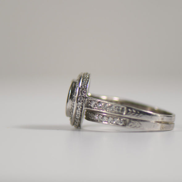 1.9ctw Diamond Halo Wedding Set Illusion Invisible Set Ring