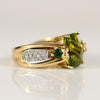 14K Yellow Gold Large Peridot Ring with Diamond Accents