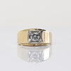 Vintage 0.6ct Old European Cut Diamond Mens 14k Yellow Gold Ring