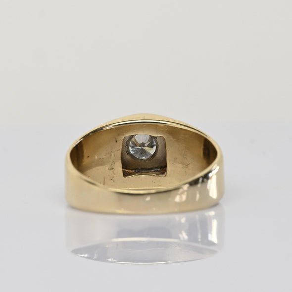 Vintage 0.6ct Old European Cut Diamond Mens 14k Yellow Gold Ring