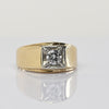 Vintage 0.6ct Old European Cut Diamond Mens 14k Yellow Gold Ring