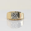 Vintage 0.6ct Old European Cut Diamond Mens 14k Yellow Gold Ring