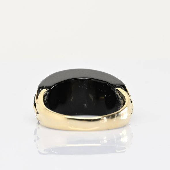 Vintage Black Onyx Dome 14k Yellow Gold Ring