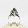 Vintage Emerald Pear Diamond Halo 14k White Gold Ring