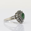 Vintage Emerald Pear Diamond Halo 14k White Gold Ring