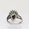 Vintage Emerald Pear Diamond Halo 14k White Gold Ring