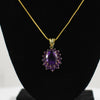 Oval Amethyst Cluster Pendant w 14k Gold Snake Chain Necklace