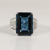 13ctw London Blue Topaz Emerald Cut 14K White Gold