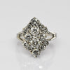 Vintage 2.75cttw Diamond Cluster 14k White Gold Cocktail Ring