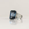 13ctw London Blue Topaz Emerald Cut 14K White Gold