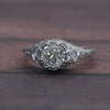 1.32ct Light Yellow Old Mine Cut Diamond Platinum Filigree Engagement Ring