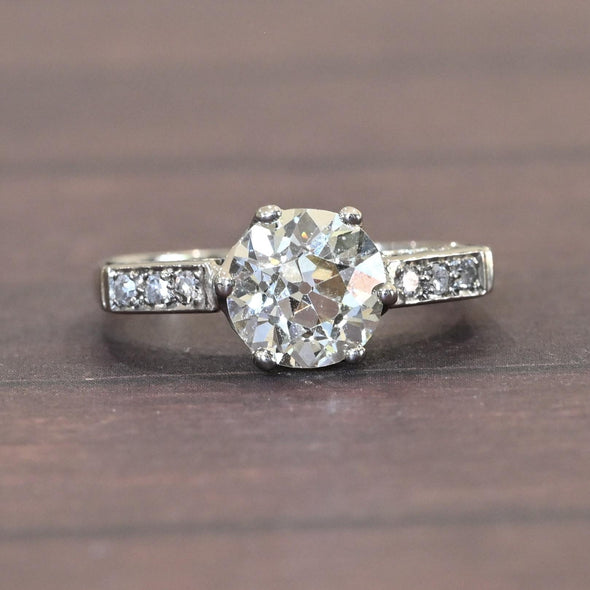 Art Deco 1.91ctw Old European Cut Diamond Platinum Engagement Ring w GIA