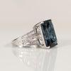 13ctw London Blue Topaz Emerald Cut 14K White Gold