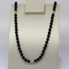 Vintage Black Onyx 14k Yellow Gold Accent Beaded Necklace