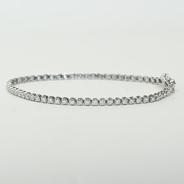 New 2ctw Lab Grown Diamond Round Brilliant White Gold Tennis Bracelet