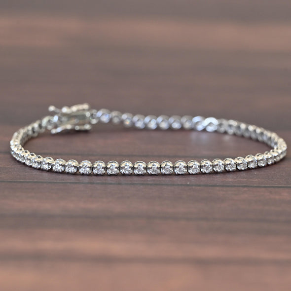 New 2ctw Lab Grown Diamond Round Brilliant White Gold Tennis Bracelet