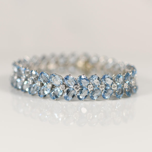 Julius Cohen 20+ctw Aquamarine and Diamond Bracelet in 18k White Gold