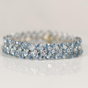 Julius Cohen 20+ctw Aquamarine and Diamond Bracelet in 18k White Gold