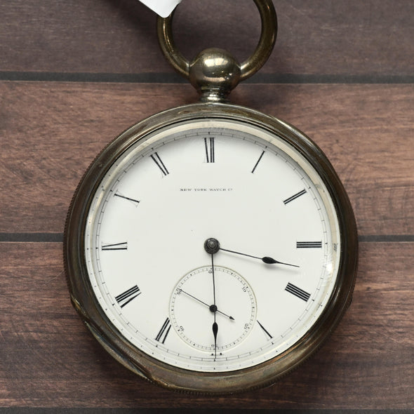 New York Watch Co 1869 Homer Foot Key Wind 18S Coin Silver Pocket Watch