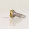 7.81ctw Natural Fancy Yellow Cushion Cut GIA Diamond in 18K White Gold Pave Ring