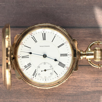 Columbus 17J 18S Solid 14k Gold Pie Crust Hunting Case Pocket Watch