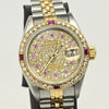 Rolex Datejust 69173 Diamond Ruby Dial Bezel Stainless & Gold Jubilee Watch 1986