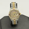 Rolex Datejust 69173 Diamond Ruby Dial Bezel Stainless & Gold Jubilee Watch 1986
