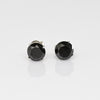 Vintage 4cttw Round Black Diamond 14k White Gold Stud Earrings