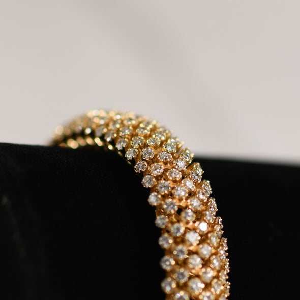 10 Carat Diamond Bombe Flexible Link Bracelet in 14k Yellow Gold