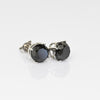 Vintage 4cttw Round Black Diamond 14k White Gold Stud Earrings