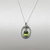 Peridot and Diamond Oval Pendant on 14k White Gold Necklace