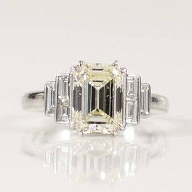 2.85ctw Emerald Cut GIA Natural Diamond in Classic 18K White Gold Ring