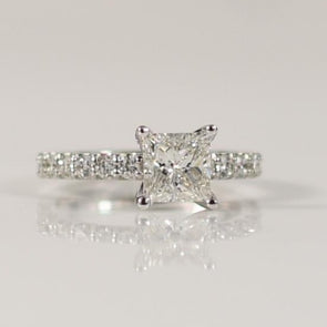 1.40ct Princess cut diamond engagement ring GIA Certificate